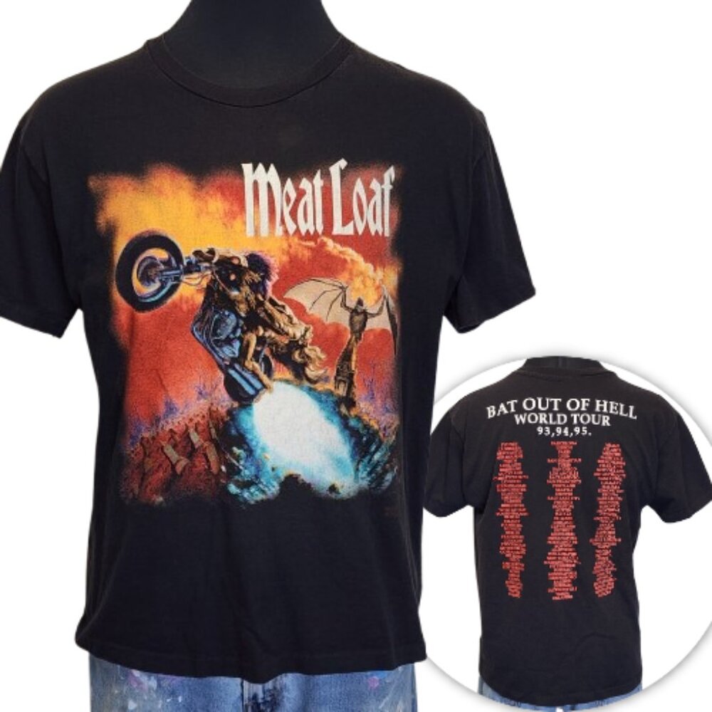 True Vintage 1993 Meat Loaf XL 93 94 95 Bat Out Of Hell World Tour T-Shirt